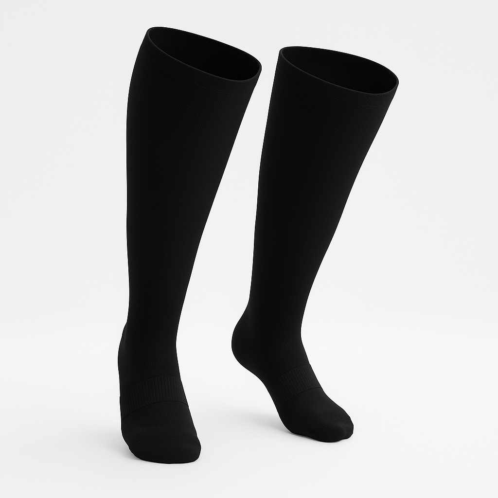 Padded Stretch Diabetic Knee Socks - Black