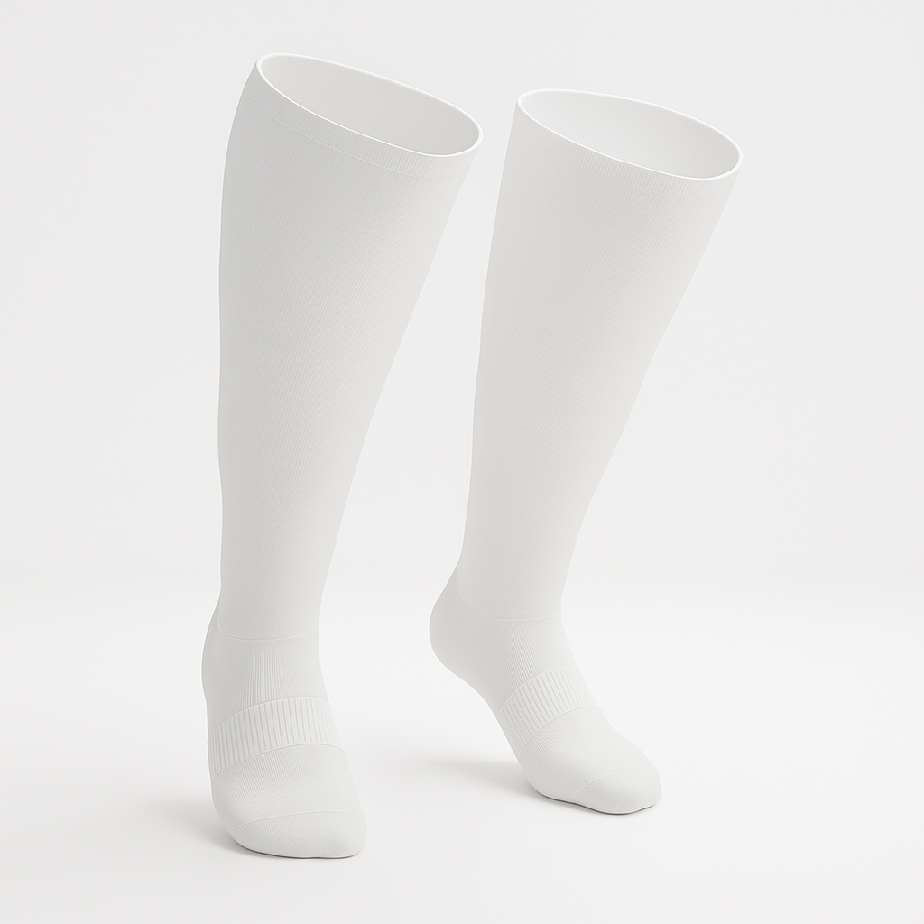 Padded Stretch Diabetic Knee Socks - White