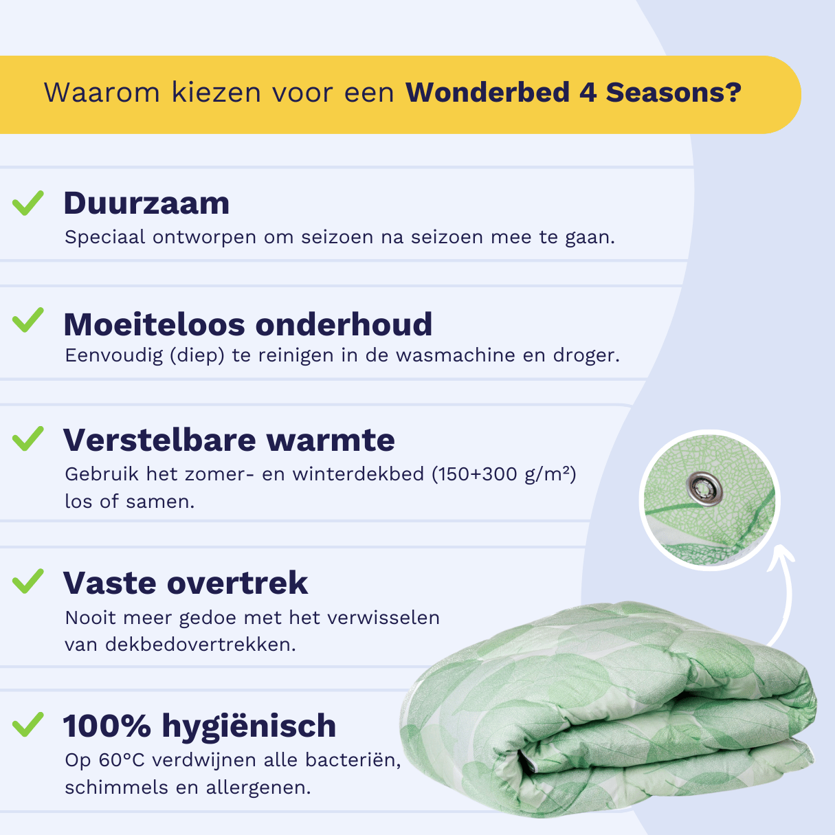 Zelesta Wonderbed 4 Seasons Double - Fresh Leaf