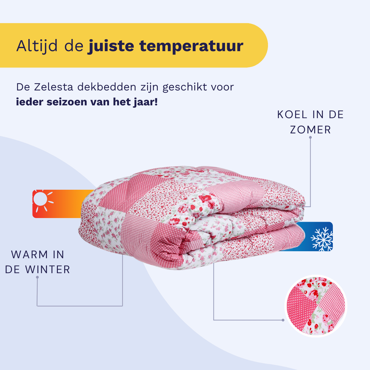 Zelesta Wonderbed 4 Seasons Double - Patchwork Pink