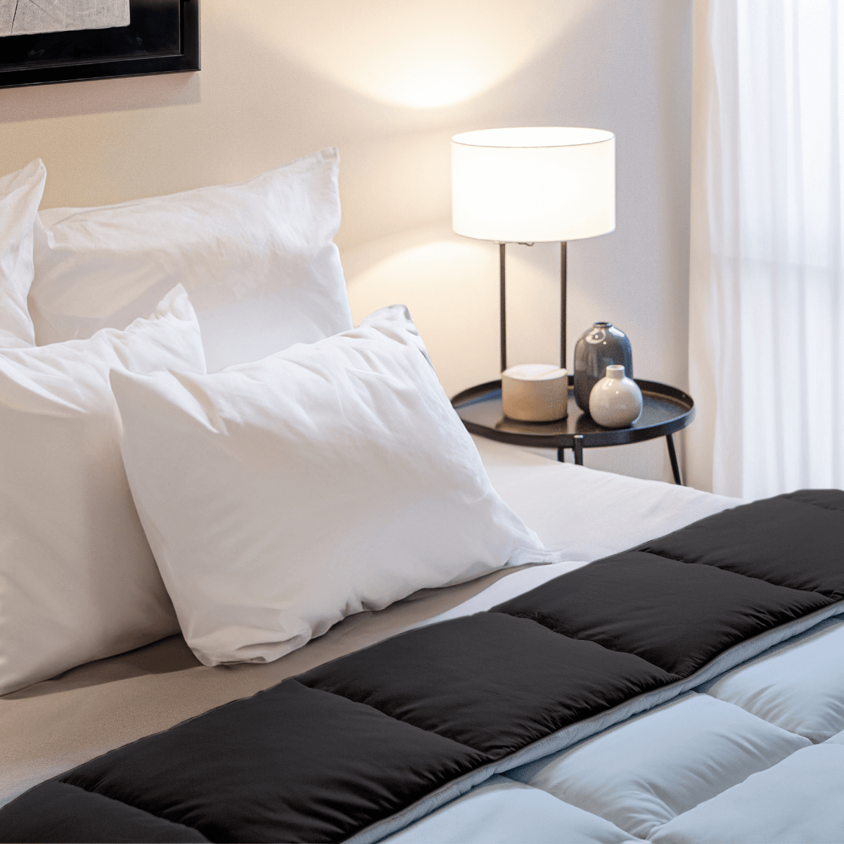 Zelesta Percale Cottonbed Katoen - Sky Blue & Black