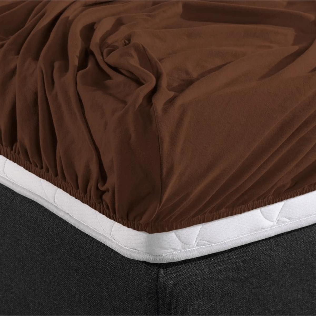 Hoeslaken Dubbel Jersey Bruin