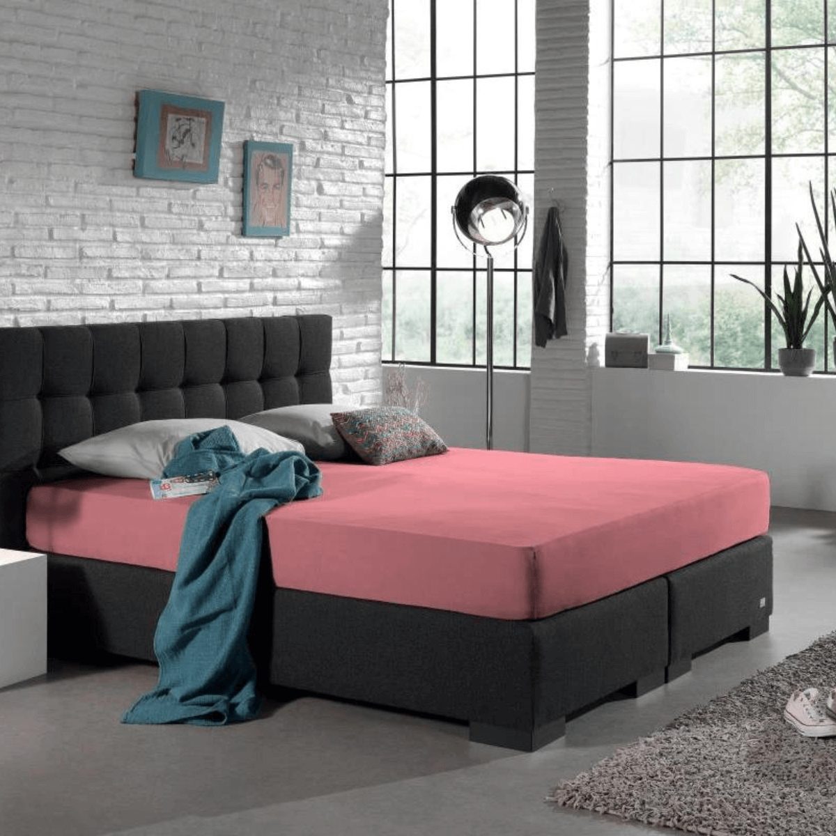Hoeslaken Dubbel Jersey Roze