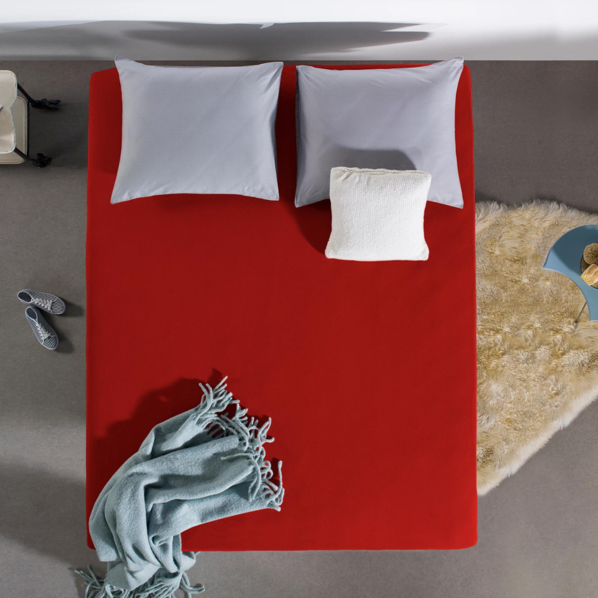 Hoeslaken Enkel Jersey Rood