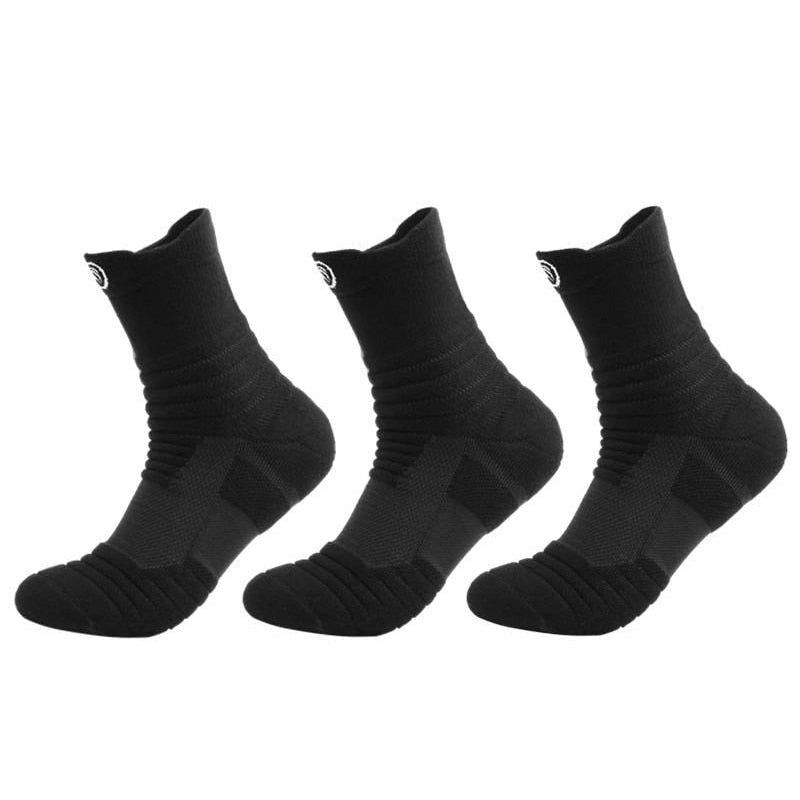Black Breathable Crew Socks - 3 Pack